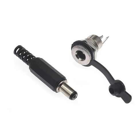 fengpeng 2/5/10set 5.5x2.1mm/2.5mm Plastic Male Plug Metal DC Power Socket Female Jack Screw nut Panel mounting Connector * 2.1mm(Style 1,2.5 mm,2 Set) in Kuwait