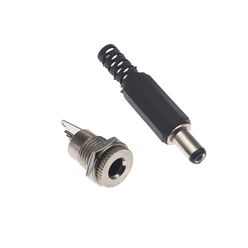 fengpeng 2/5/10set 5.5x2.1mm/2.5mm Plastic Male Plug Metal DC Power Socket Female Jack Screw nut Panel mounting Connector * 2.1mm(Style 1,2.1 mm,10 Set) in Kuwait