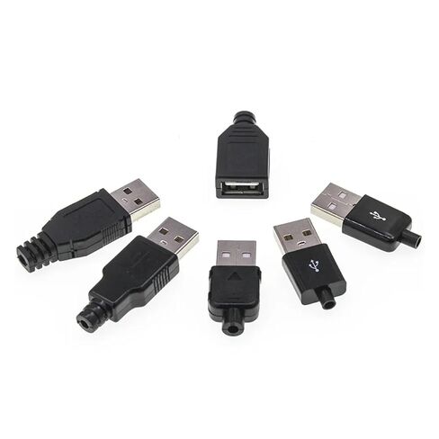 fengpeng USB Male Socket Female A Plug A Type Wire Welded Cable Connector Master Plastic Cover Solder DIY Connectors(Style 3,5 Pair) in Kuwait