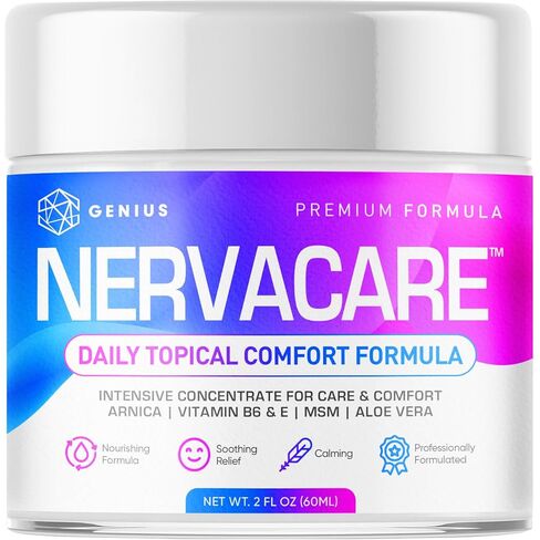 Genius Nervacare – Neuropathy Cream for Feet, Hands, Legs & Toes – Nerve Comfort Cream with Menthol, Arnica, MSM, Vitamin B6, Aloe Vera – Fast-Absorbing, Non-Greasy 2Oz in Saudi Arabia