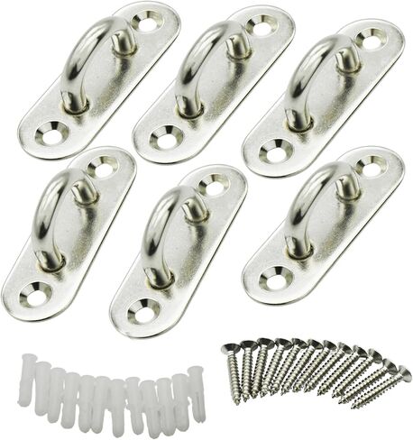 خطافات لوحة العين M5 من الفولاذ المقاوم للصدأ، أجهزة مستطيلة الشكل، حلقات تثبيت معلقة بنقطة تعليق مع مسامير، 6 قطع in Kuwait