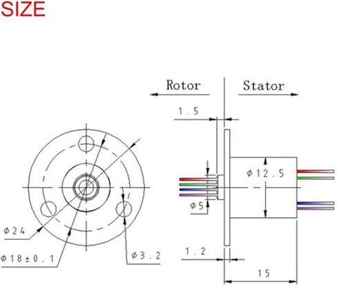 12.5mm 250rpm 6 Wire Circuit x2A Slip Ring Small Rotating Collector in Kuwait