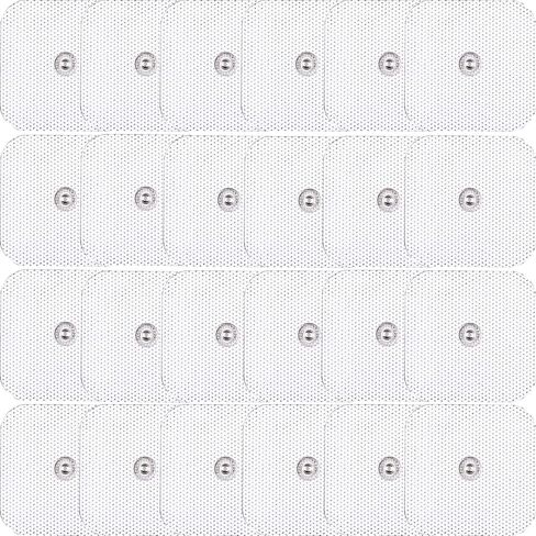 24 قطعة من وسادات استبدال وحدة عشرات، أقطاب كهربائية طويلة الأمد خالية من اللاتكس، مجموعة وسادات عشرات EMS متوافقة مع معظم أجهزة TENS EMS باستخدام أسلاك الرصاص ذات الأزرار مقاس 3.5 مم in Kuwait