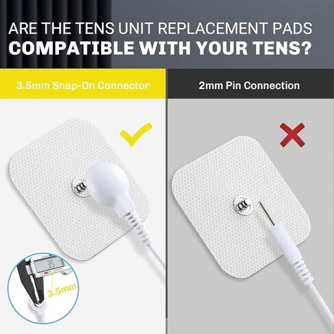 24 قطعة من وسادات استبدال وحدة عشرات، أقطاب كهربائية طويلة الأمد خالية من اللاتكس، مجموعة وسادات عشرات EMS متوافقة مع معظم أجهزة TENS EMS باستخدام أسلاك الرصاص ذات الأزرار مقاس 3.5 مم in Kuwait