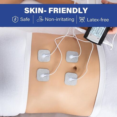 24 قطعة من وسادات استبدال وحدة عشرات، أقطاب كهربائية طويلة الأمد خالية من اللاتكس، مجموعة وسادات عشرات EMS متوافقة مع معظم أجهزة TENS EMS باستخدام أسلاك الرصاص ذات الأزرار مقاس 3.5 مم in Kuwait
