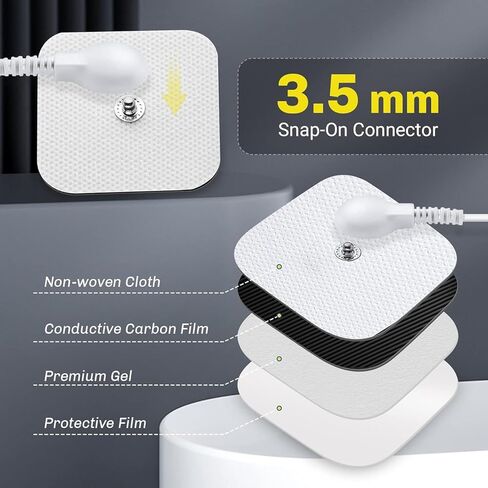 24 قطعة من وسادات استبدال وحدة عشرات، أقطاب كهربائية طويلة الأمد خالية من اللاتكس، مجموعة وسادات عشرات EMS متوافقة مع معظم أجهزة TENS EMS باستخدام أسلاك الرصاص ذات الأزرار مقاس 3.5 مم in Kuwait