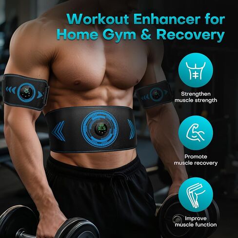 EMS Muscle Stimulator, Electronic ABS Stimulator Muscle Toner Trainer for Abdominal/Arms/Legs, FDA Cleared Ab Fitness Strength Training Workout Equipment for Men and Women in Saudi Arabia
