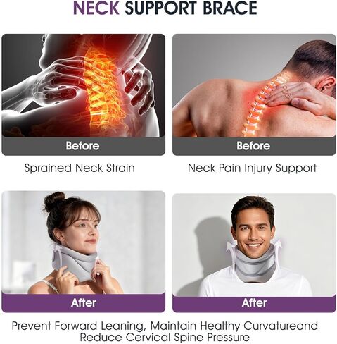 دعامة الرقبة باباكا لألم الرقبة ودعمها، دعامة رقبة ناعمة، طوق عنق الرحم للنساء والرجال، دعم الرقبة مع وسادة دعم، دعامات الرقبة للنوم، تخفف الألم وضغط العمود الفقري (M(11.4"-15.4")) in Kuwait