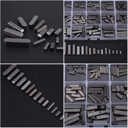 Round Ended Parallel Key Set, 140pcs A3 Carbon Steel 0.31" - 1.18"(8mm-30mm) Shaft Keys with Organizer Box for Machinery Maintenance in Saudi Arabia