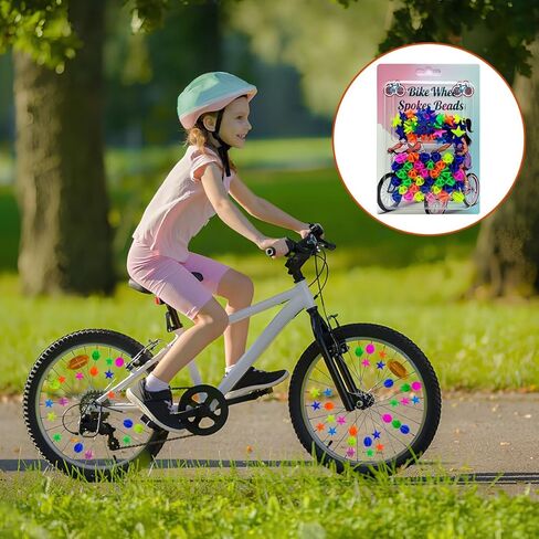 72 Pcs Colorful Bike Spoke Beads | Kids Bicycle Wheel Decorations | Easy Clip-on Plastic Spoke Plastic Clip Round Decor Beads for Boys & Girls, Multicolor,Assorted Shapes in Saudi Arabia