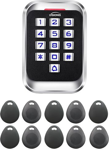 Visionis FPC-5684 VIS-3004 التحكم في الوصول داخليًا + خارجيًا، لوحة مفاتيح معدنية مصنفة IP68 + قارئ مستقل + Wiegand 26، بدون برامج، بطاقات EM، 1000 مستخدم + حزمة من 10 حلقات مفاتيح in Kuwait