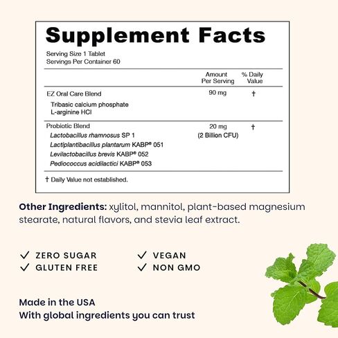 EZ Melts Oral Health Complete - Oral Probiotic - Supports Gum Health, Fresh Breath & Helps Relieve Occasional Dry Mouth - No Artificial Flavors, Non-GMO & Vegan - 60 Sublingual Tablets (30 Servings) in Kuwait