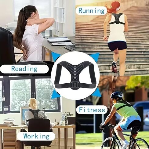 1Pc Adjustable Back Support Exercise Strap for Men & Women - Posture Corrector Belt with Ergonomic Design, Waist Stability, Breathable Polyester Fabric,Professional for Office, Gym, Travel in Saudi Arabia