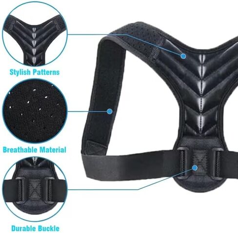 1Pc Adjustable Back Support Exercise Strap for Men & Women - Posture Corrector Belt with Ergonomic Design, Waist Stability, Breathable Polyester Fabric,Professional for Office, Gym, Travel in Saudi Arabia