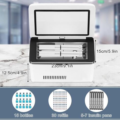 Electric Insulin Cooler Travel Case Box, Insulin Fridge Portable Insulin Refrigerator, Diabetic Travel Case, 32℉-64℉Temperature Control LCD Display(Large) in Kuwait