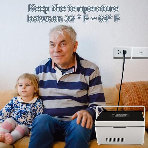 Electric Insulin Cooler Travel Case Box, Insulin Fridge Portable Insulin Refrigerator, Diabetic Travel Case, 32℉-64℉Temperature Control LCD Display(Large) in Kuwait