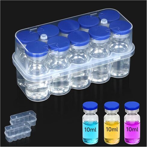 علبة ببتيد من 10 فتحات من Leng Ke للثلاجة، علبة تخزين قارورة 10 مل للثلاجة، صندوق شفاف لقوارير زجاجية 10 مل، حامل قارورة آمن 10 مل لرعاية مرضى السكري in Kuwait