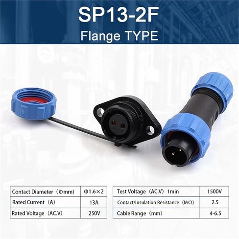 SP13 Flange Type Connector Plugs Socket Electrical Cable Wire IP68 Industrial Connectors Male Female(SP13-2F) in Saudi Arabia