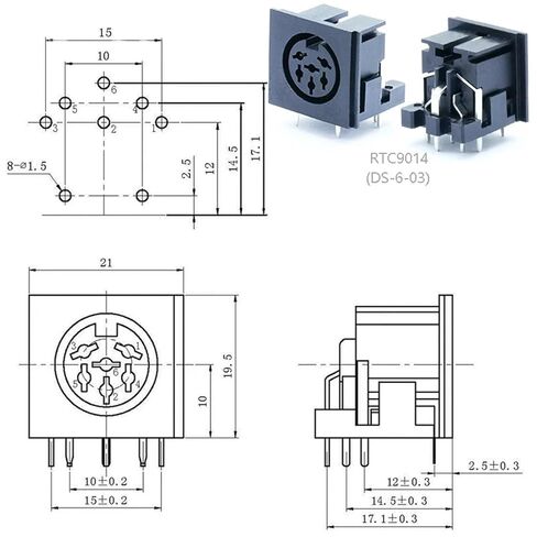 100Pcs/lot 6Pins DIN Female Jack PCB Panel Mount Right Angle / 90 Degree Socket Chassis Terminal in Saudi Arabia