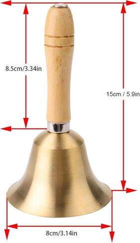 Solid Brass Hand Bell with Wooden Handle, Service Call Bell for Elderly Care, Teaching, Training in Saudi Arabia
