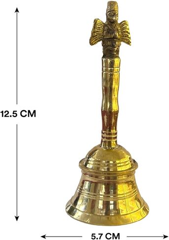 Pure Brass Puja Ki Ghanti for Mandir | Handcrafted Pooja Bell for Aarti | Traditional Temple Ghanti for Home & Office Worship | Prayer bell in Saudi Arabia