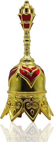 Lotus Hand Bell Super Loud Call Bell for Ringing at Wedding Lotus Hand Bells for Seniors Bedside eacher Classroom Bell Dinner Bell Tibetan Bells Meditation Bell, Gift for Bedridden Mom(Red Gold) in Saudi Arabia