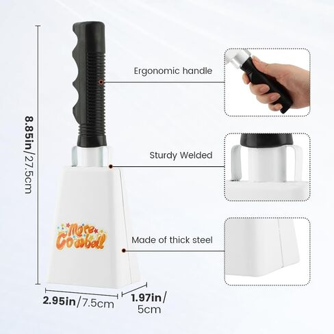 جرس بقرة بمقبض - صانع ضوضاء معدني مقاس 9 بوصة لألعاب كرة القدم والأحداث الرياضية والاحتفالات in Kuwait