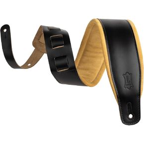 Levy's Leathers Best-Selling 3" Wide Amped Leather Series Guitar Strap with Foam Padding, Black with Tan Suede Backing, (M26SPD-BLK-TAN) in Kuwait