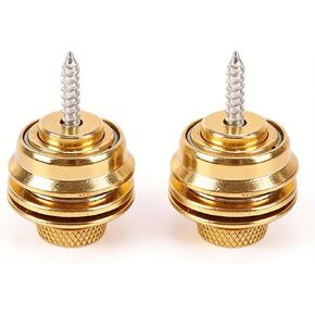 أقفال حزام الجيتار من سبائك الزنك - عبوتان من أشرطة الرأس المسطحة الذهبية سريعة الفك، نظام قفل آمن للجيتار الصوتي/الكهربائي/Strat/Tele/Les Paul/Ibanez/Bass، يتضمن براغي تثبيت وغسالات in Kuwait