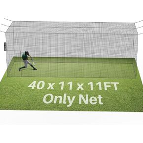 40'L x 11'W x 11'H Batting Cage Net 36 Ply PE Heavy Duty Baseball & Softball Batting Cage Netting Fully Enclosed Batting Cages for Backyard with Door (Net Only No Frame) in Kuwait