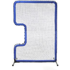 JUGS Protector Blue Series C-Shaped Softball Screen — Softball Pitcher & Pitching Machine Protection, 7'H x 5’W with a 33" x 18" cutout, 60 Ply Poly-E Netting and 1.5" Diameter Frame, 1-Year Guarantee in Kuwait