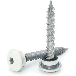 Low Profile Mechanical Galvanized Roofing Screws White Finish - #10 x 1" Qty 1000 in Kuwait