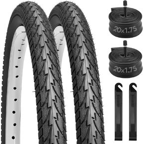 مجموعة إطارات دراجة مقاس 20 × 1.75، إطارات دراجة قابلة للطي مقاس 20 بوصة بديلة لإطارات وأنابيب الدراجات المقاومة للاهتراء تتضمن زوجًا من رافعات الإطارات لدراجات MTB على الطرق الوعرة الهجينة في المدينة in Kuwait