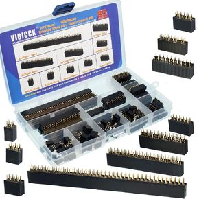 VIBICCK 85 قطعة 2.54 مم مستقيم صف مزدوج أنثى دبوس رأس مقبس موصل مجموعة شريط لدرع نموذج Arduino (85 قطعة طقم دبوس صف مزدوج) in Kuwait