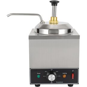 500W Electric Cheese Dispenser with Pump and Spoon, 4.23 Qt Commercial Hot Fudge Warmer Sauce Dispenser Machine, 86-230℉ Temp Adjustable Cheese Nacho Sauce Warmer, for Hot Fudge Cheese Caramel in Kuwait