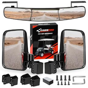 مرايا عربة الجولف العالمية، بدون حفر مرايا زجاجية مقاومة للكسر عالية الدقة لسيارة EZGO Club Car Yamaha، مرآة جانبية لعربة الجولف ومجموعة مرآة الرؤية الخلفية، دوران 180 درجة، لا توجد بقع عمياء in Kuwait