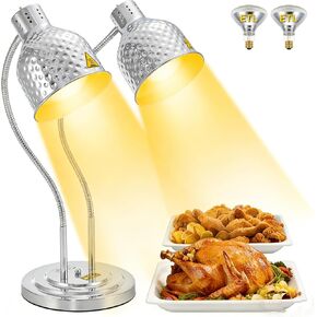 Dyna-Living Food Heat Lamp, 2-Head Adjustable Heat Lamp for Food Commercial Electric Food Warmer Lamp Catering Warming Lights for Buffet Parties Restaurant Kitchen, 500W Silver in Kuwait