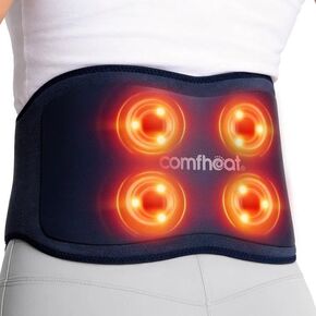 Cordless Back Massager with Heat for Pain Relief Deep Tissue, Portable Heating Pad for Lower Back & Sciatica Pain, 4 Motors Wearable Heat Wrap Belt Battery Powered, Extra Large Up to 61" in Saudi Arabia