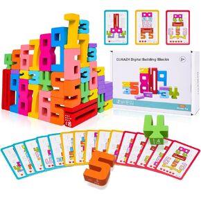 40pcs عدد من اللبنات البناء الخشبية ، أدوات التعلم الرياضية لبنات البناء الرقمية من 1 إلى 10 للأطفال ، وألعاب تكديس الكتل ، وألعاب المنافسة في التوازن ، ومفضلات حفلات الهدايا التعليمية للبنات البالغة من العمر 3 سنوات in Kuwait