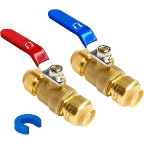 TTFLEX Water Shut Off Ball Valve 1/2 inch Push to Connect Brass Valves Quarter Turn for Hot and Cold Water, Compatible with Pex Copper CPVC Pipes, 2 PCS in Kuwait