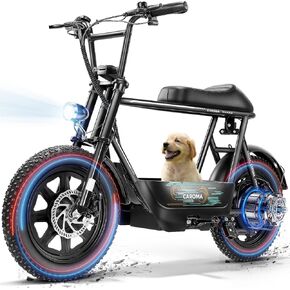 سكوتر كهربائي Caroma Peak 1200W/800W/500W مع مقعد، 16 بوصة × 3 بوصة دراجة كهربائية بإطارات سميكة لجميع التضاريس، بحد أقصى 30 ميل و20 ميل في الساعة للبالغين، دراجة نارية كهربائية للبالغين مع سلة تخزين للحيوانات الأليفة والبضائع in Kuwait