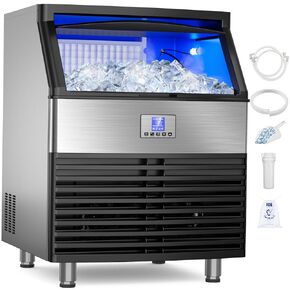 Commercial Ice Machine, 450Lbs/24H Under Counter Ice Machine, Upgrade Compressor 120LBS Storage Bin, Stainless Freestanding Commercial Ice Maker for Home Bar Cafe Office, with Water Filter and Scoop in Kuwait