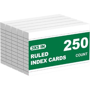 250 Count White Index Cards 3 × 5 ، بطاقات الفلاش المحددة للدراسة ، والوزن الثقيل ، الكلية المدرسية المبطنة ، وبطاقات الملاحظات المبطنة للمنزل ، والمكتب ، والمدرسة ، و 5 بطاقات فلاش. in Kuwait