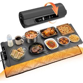 BESTISAN Food Warming Mat, Dual Zone Independent Control 36x15 Inch Large, 10-Second Rapid Heat, Heat Resistance Pad, 14-Level Temp & 10H Timer, Child Lock, Even Heating for Family Dinner Party Buffet in Kuwait