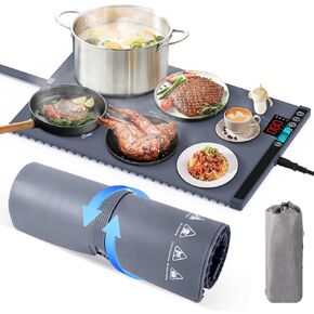 Electric Food Warmer, Warming Tray for Food, Food Warming Mat with 6 Temperature Settings&5 Hours Timer, 10S Fast Heating, Portable Rollable Heating Tray for Buffet, Gathering, Party, Home, Kitchen,GY in Kuwait