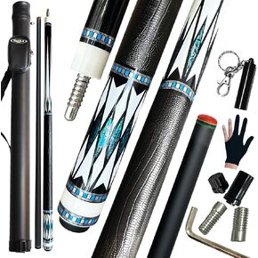 عصا عصا البلياردو من ألياف الكربون + حافظة صلبة، نظام متعدد الوزن (19-21 أونصة)، طرف جلدي متعدد الطبقات 12.5 مم، مع وصلة 3/8 * 8 دبوس، 58 بوصة، عصا بلياردو احترافية من خشب القيقب الكندي الصلب in Kuwait