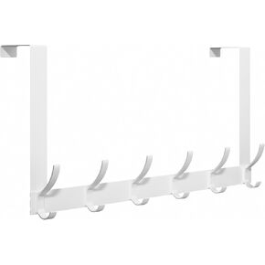 Over Door Hook Rack, White Over The Door Hanger,15 Inch Rail with 6 Hooks, Fits 1.75 Inch Doors（1Pack） in Kuwait