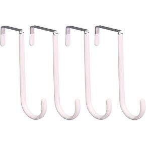 4 عبوات من خطافات الشماعات فوق الباب مع المطاط لمنع طلاء المناشف المعلقة وشماعة الملابس مقاس 5.04 بوصة للمطبخ والحمام باللون الأبيض in Kuwait
