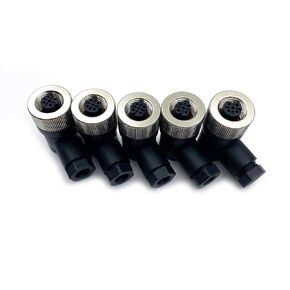 5 قطع M12 4 دبوس موصل أنثى، IP67 مقاوم للماء رمز D موصل دائري صناعي مجال التجميع محول قابل للسلك غير محمي مستشعر نوع الزاوية اليمنى لكابل PG7 250 فولت 4 أمبير in Kuwait