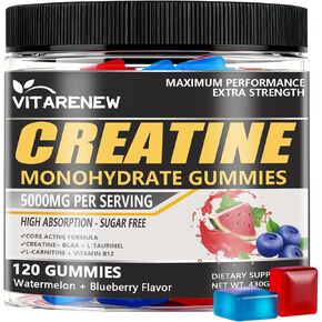 علكات الكرياتين 120 قطعة - نكهة البطيخ والتوت، 5000 ملغ من الكرياتين مونوهيدرات مع BCAA، وL-Taurine والإلكتروليتات لنمو العضلات والقوة والطاقة - قابلة للمضغ للرجال والنساء in Kuwait